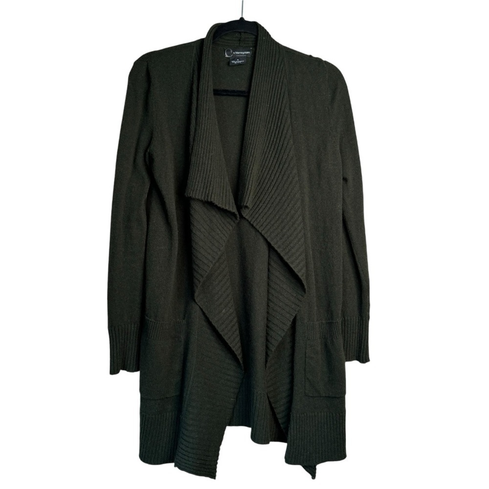 C BY BLOOMINGDALES Cashmere Women's Dark Green Open-Front Cardigan Size S